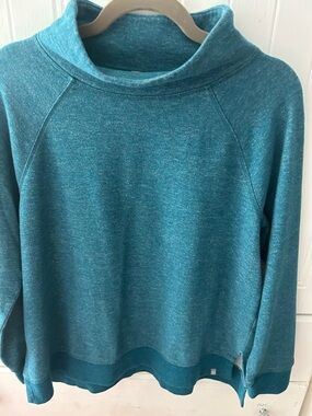 NWOT Talbots Teal Heathered Mock Neck Pullover Sweater w/Long Sleeves COZY!!
